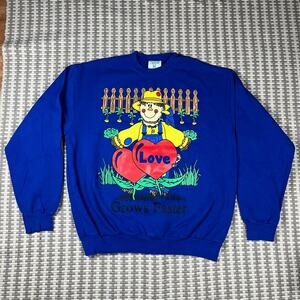 Online Ceramics Love Grows Faster Blue Pullover Crewneck Men’s Sz XL New